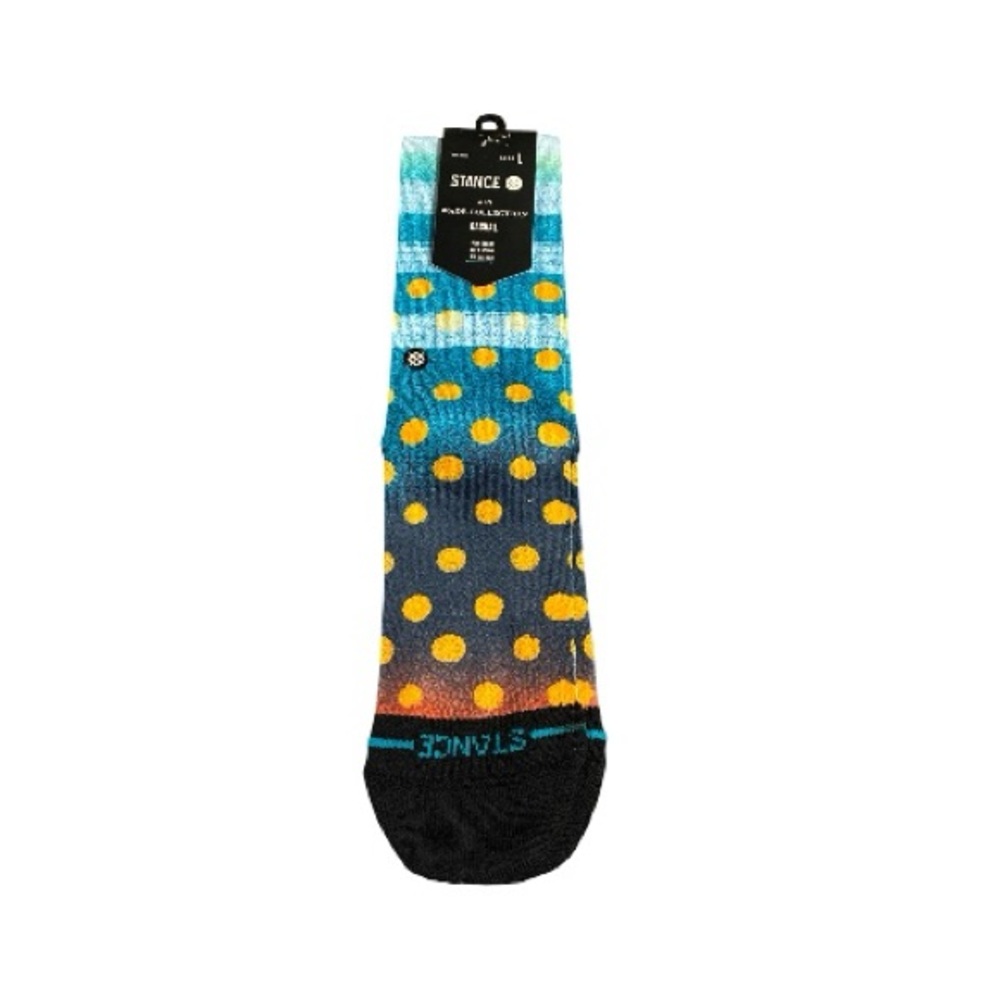Stance kids wade collection casual Blue & Yellow Polka Dot Crew Socks L 3-5.5